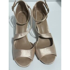 Dream‎ Pairs Champagne Heels Ankle Strap Open Toe Party Dress Shoes Size 10